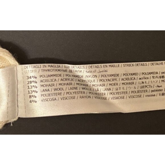 Twinset Wool Cashmere Blend Sweater L Asymmetric Ruffle Fringe Ivory Luxury - Picture 10 of 15